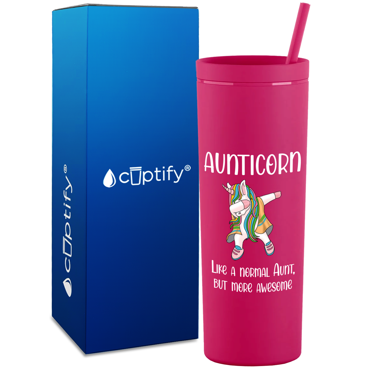 Aunticorn on 18oz Acrylic Skinny Tumbler
