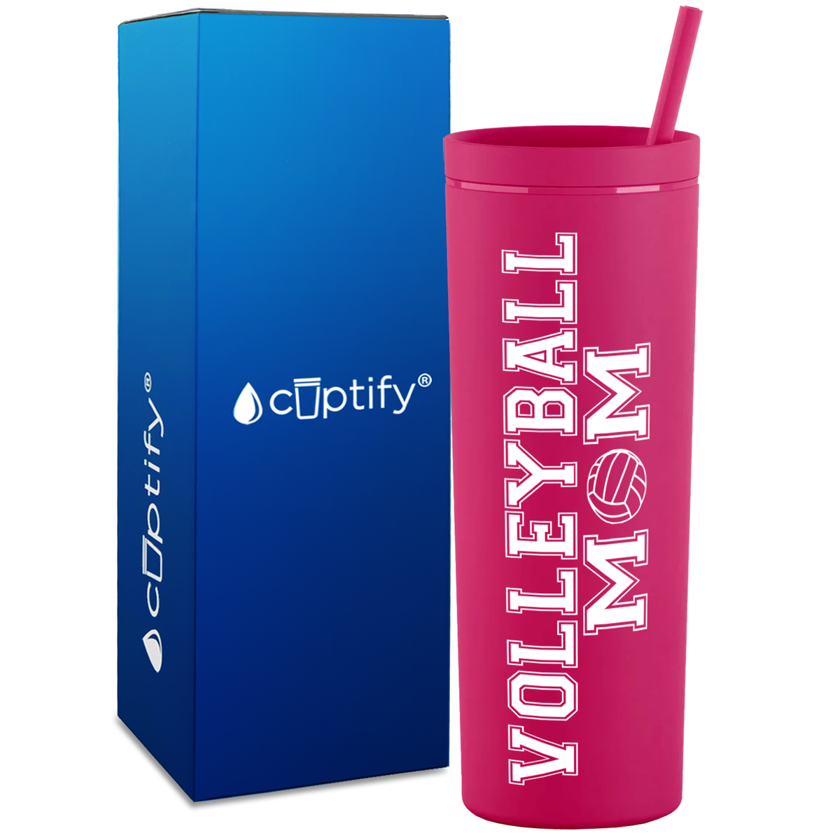 Volleyball Mom on 18oz Acrylic Skinny Tumbler