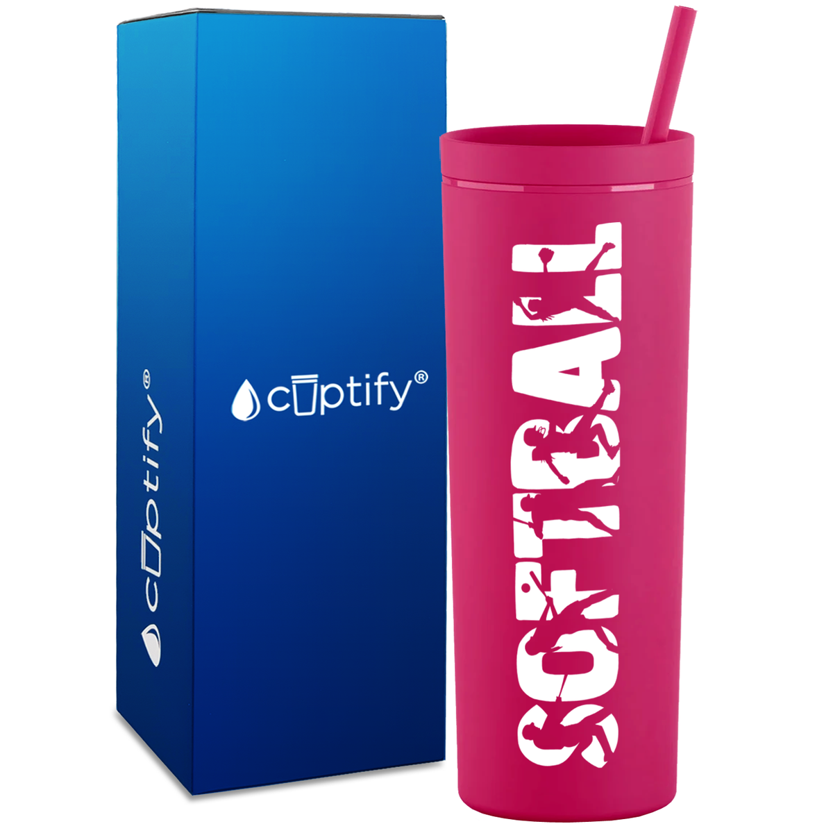 Softball Players on 18oz Acrylic Skinny Tumbler