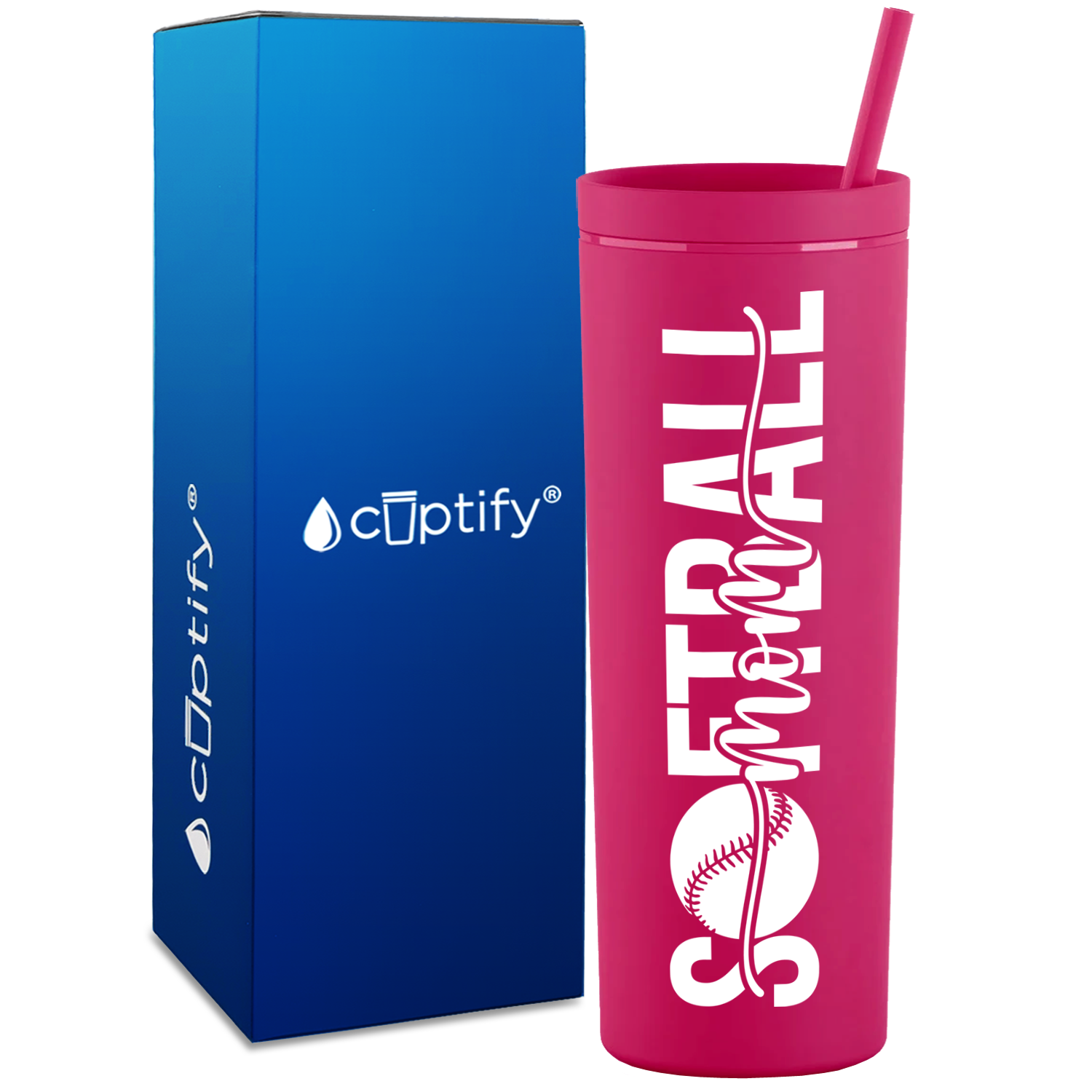 Softball Mom Swish on 18oz Acrylic Skinny Tumbler