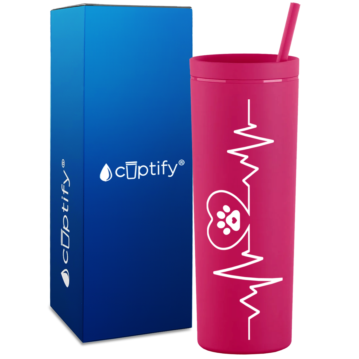 Love Dogs Heartbeat on 18oz Acrylic Skinny Tumbler