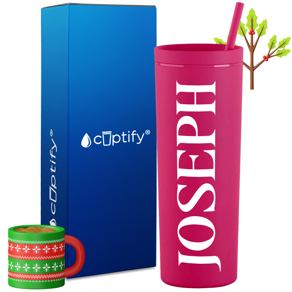 Personalized Merry Style on 18oz Acrylic Christmas Tumbler
