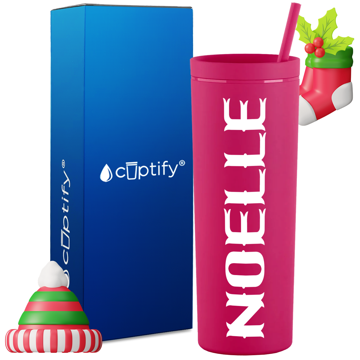 Personalized Claus Style on 18oz Acrylic Christmas Tumbler