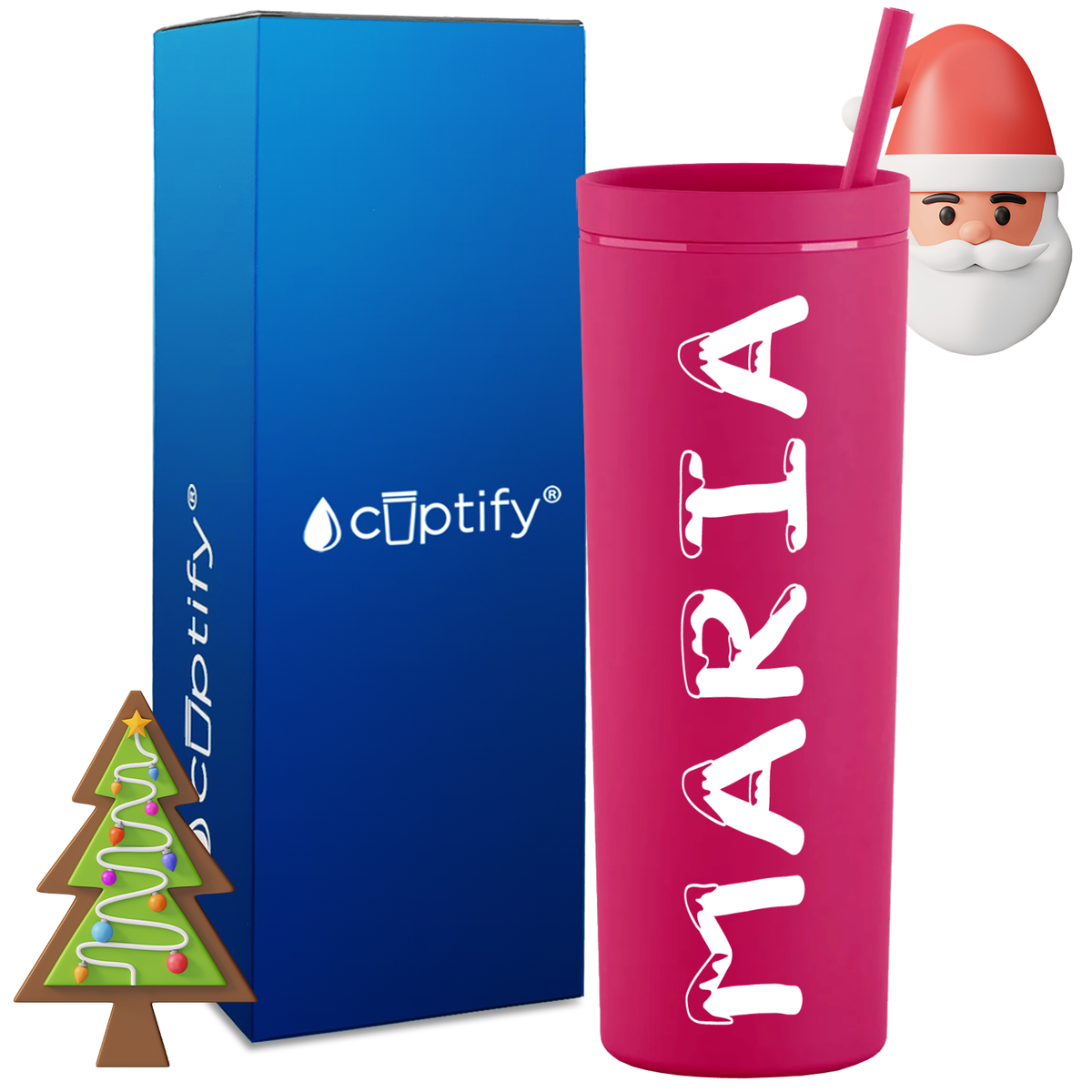 Personalized Snowy Style on 18oz Acrylic Christmas Tumbler