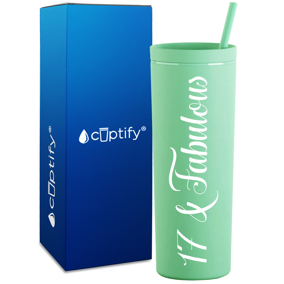 17 and Fabulous on 18oz Acrylic Skinny Tumbler
