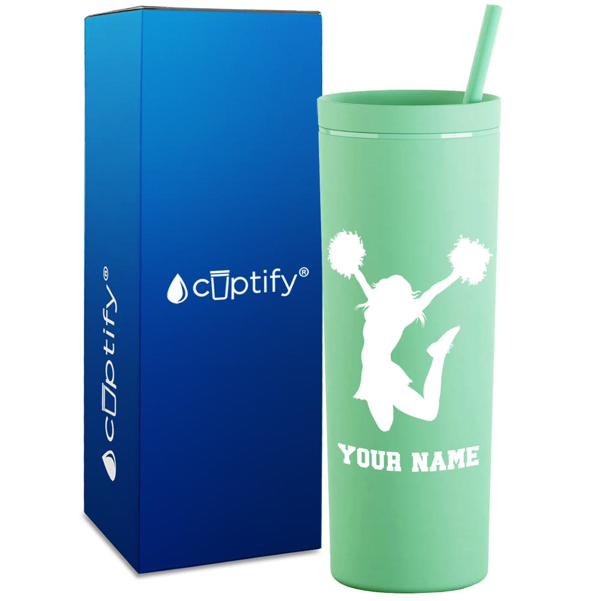 Personalized Cheerleader on 18oz Acrylic Skinny Tumbler