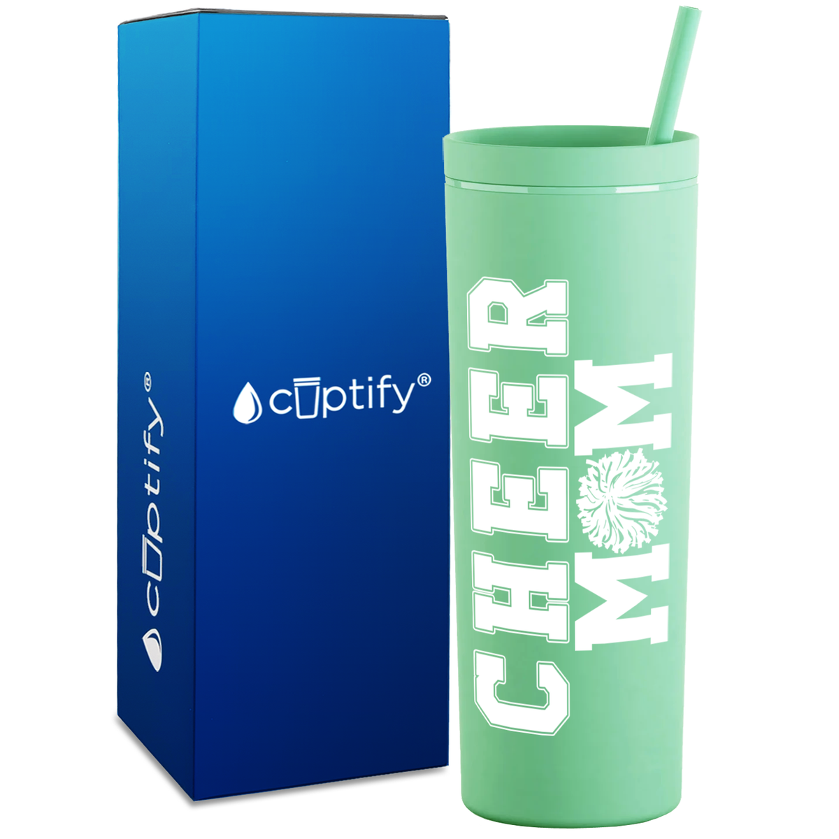 Cheer Mom on 18oz Acrylic Skinny Tumbler