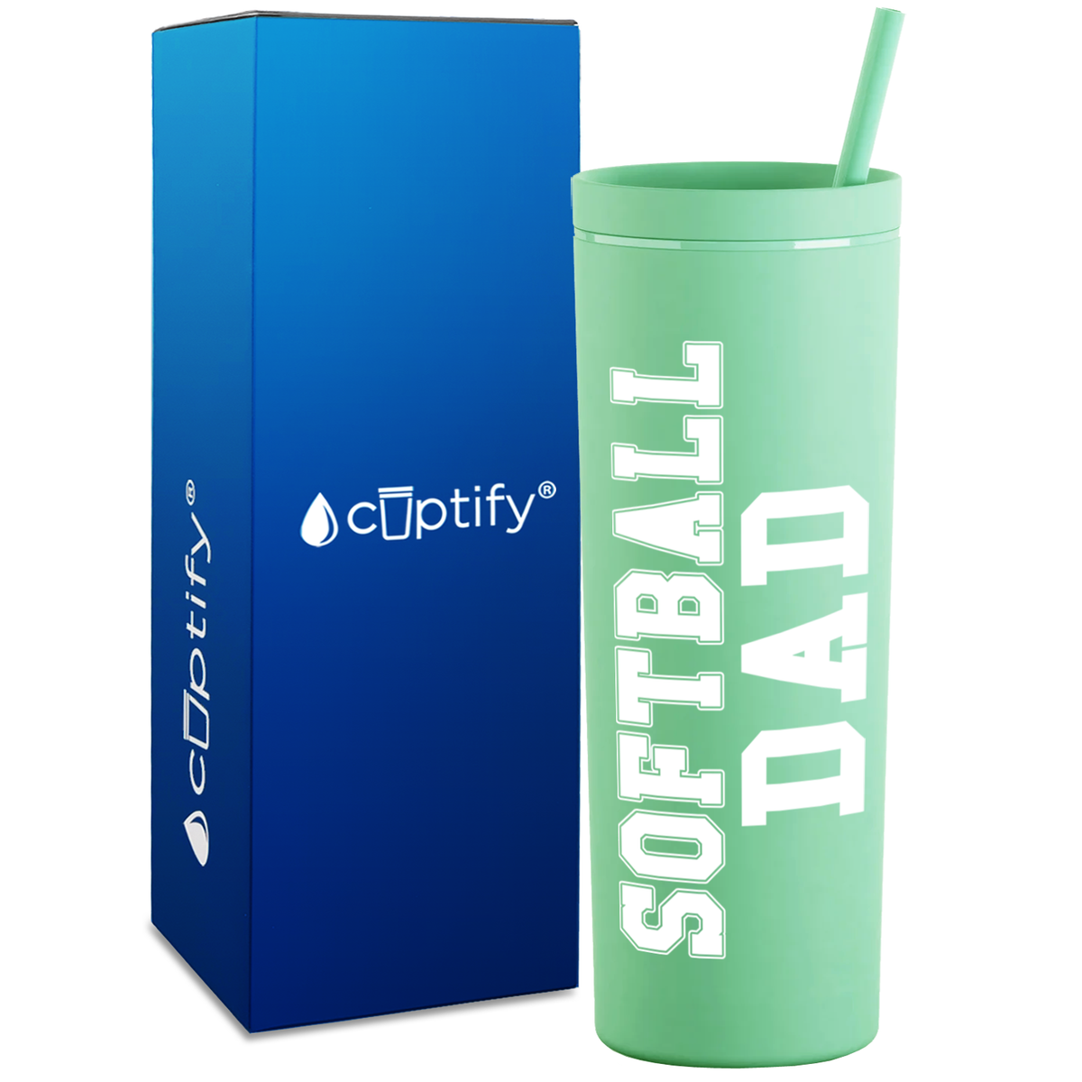 Softball Dad on 18oz Acrylic Skinny Tumbler