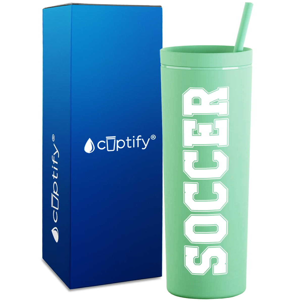 Soccer on 18oz Acrylic Skinny Tumbler