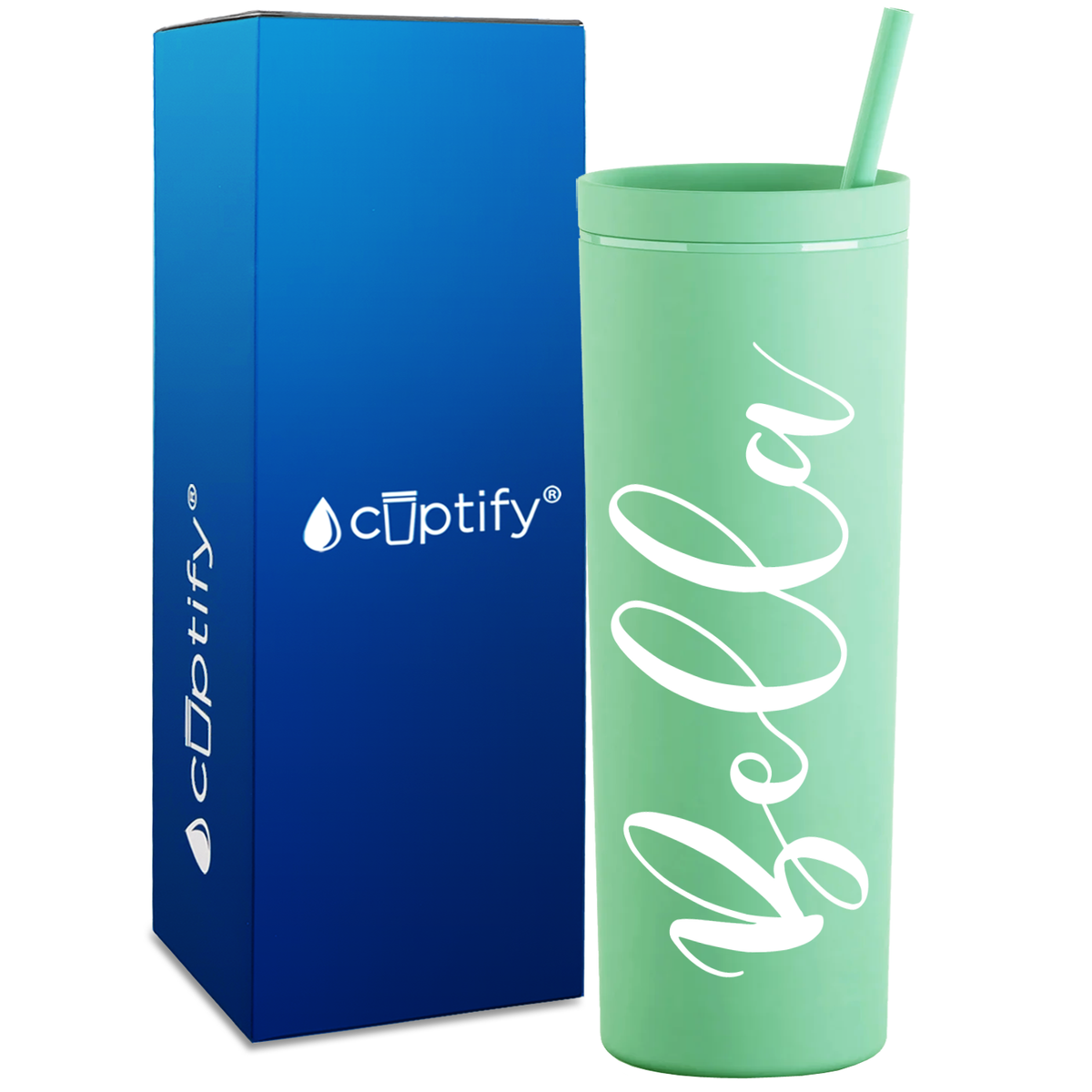 Personalized Bella Style on 18oz Acrylic Skinny Tumbler