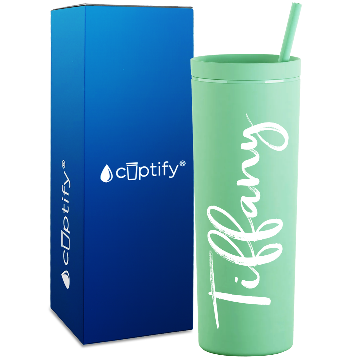 Personalized Tiffany Style on 18oz Acrylic Skinny Tumbler