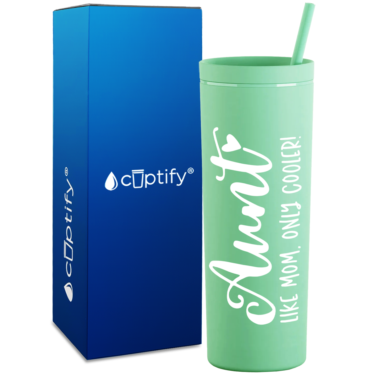 Aunt Like Mom Only Cooler on 18oz Acrylic Skinny Tumbler