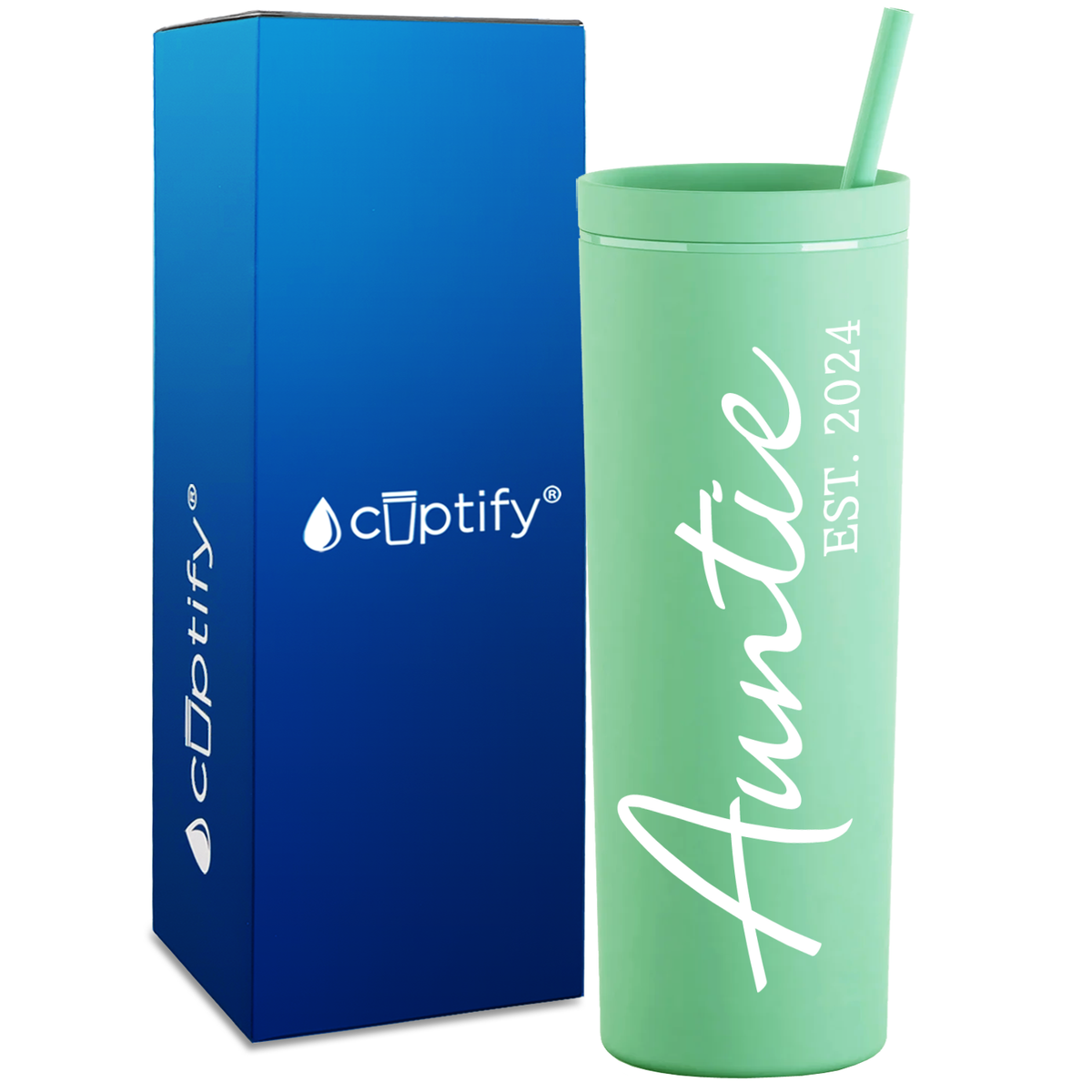 Auntie Established on 18oz Acrylic Skinny Tumbler