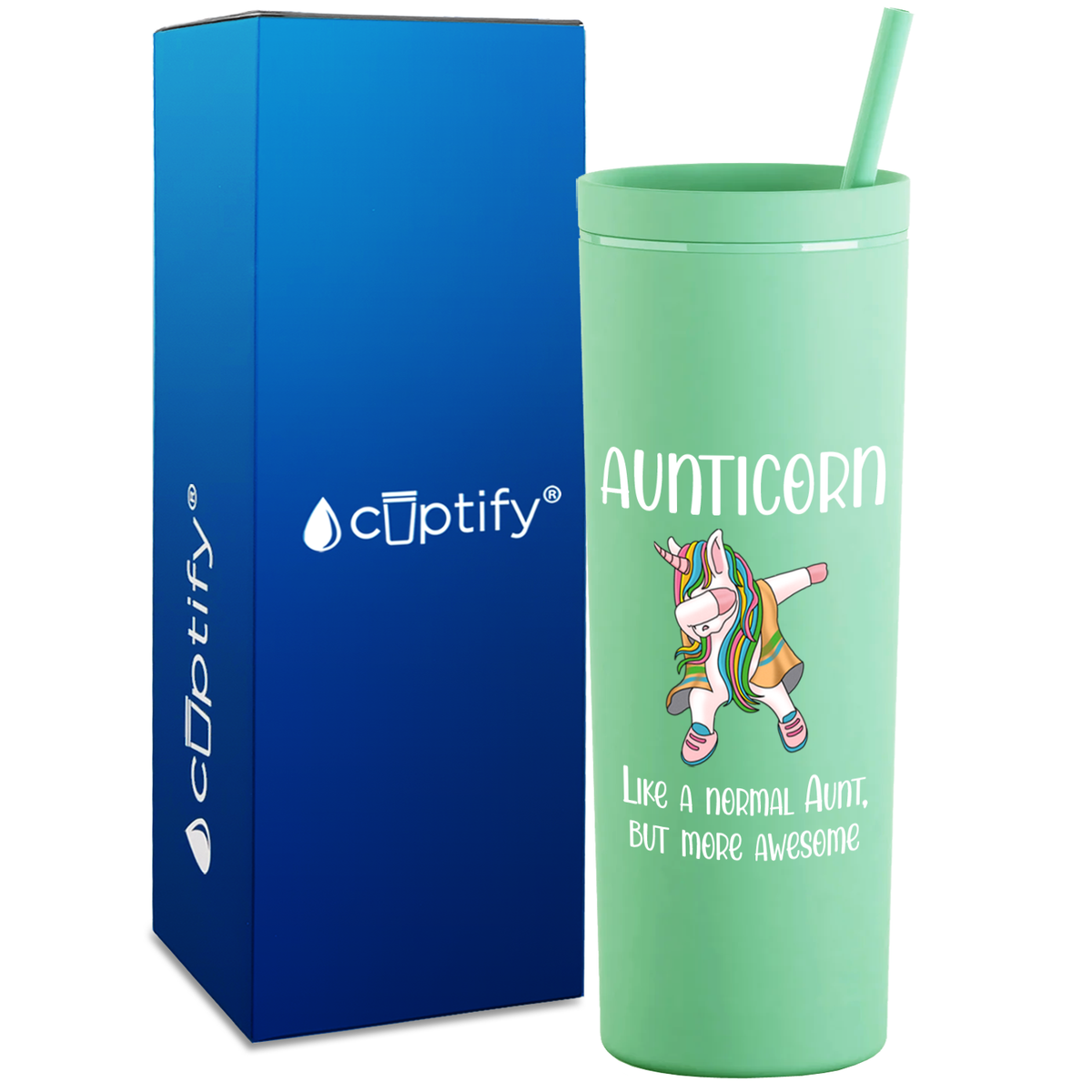 Aunticorn on 18oz Acrylic Skinny Tumbler