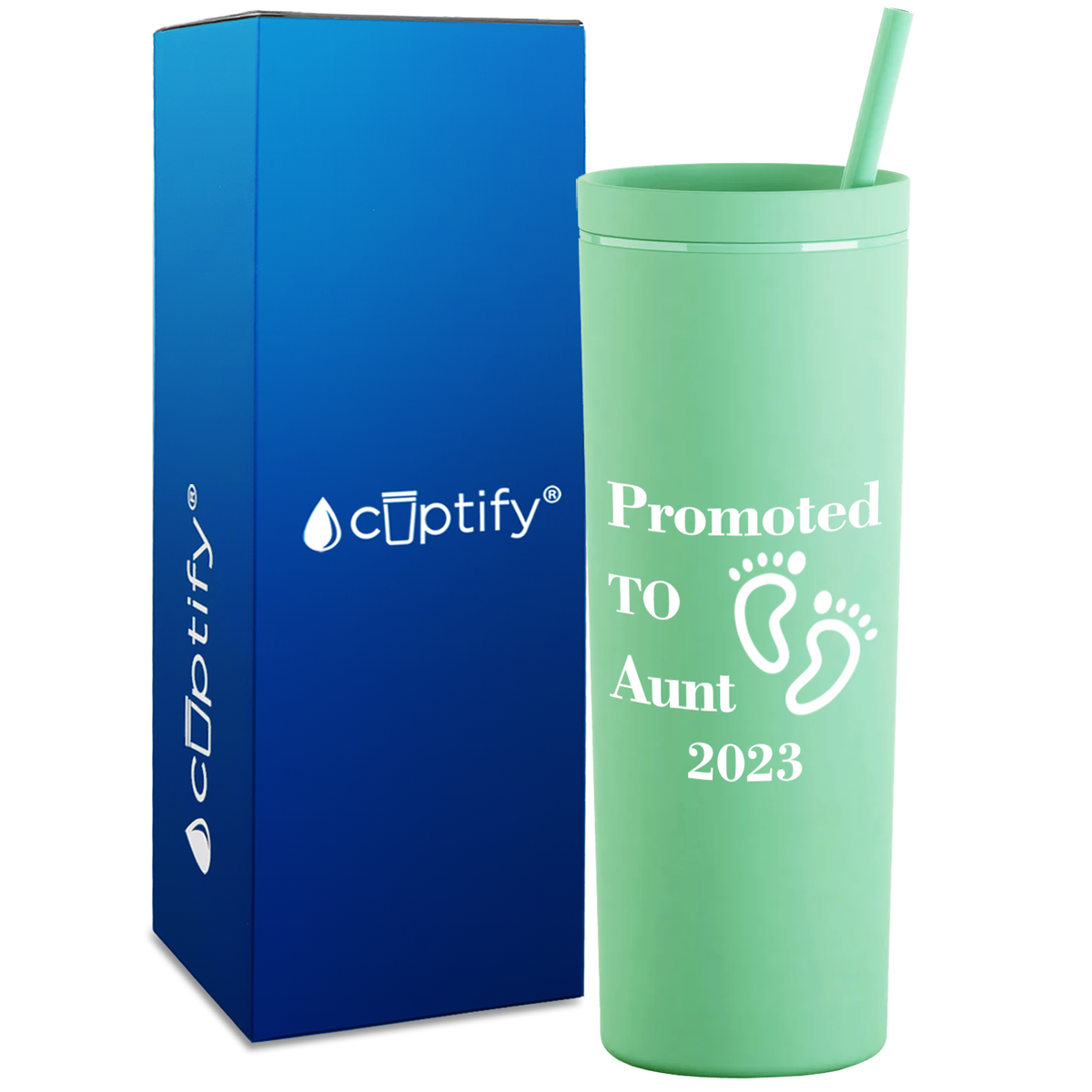 Promoted to Aunt on 18oz Acrylic Skinny Tumbler
