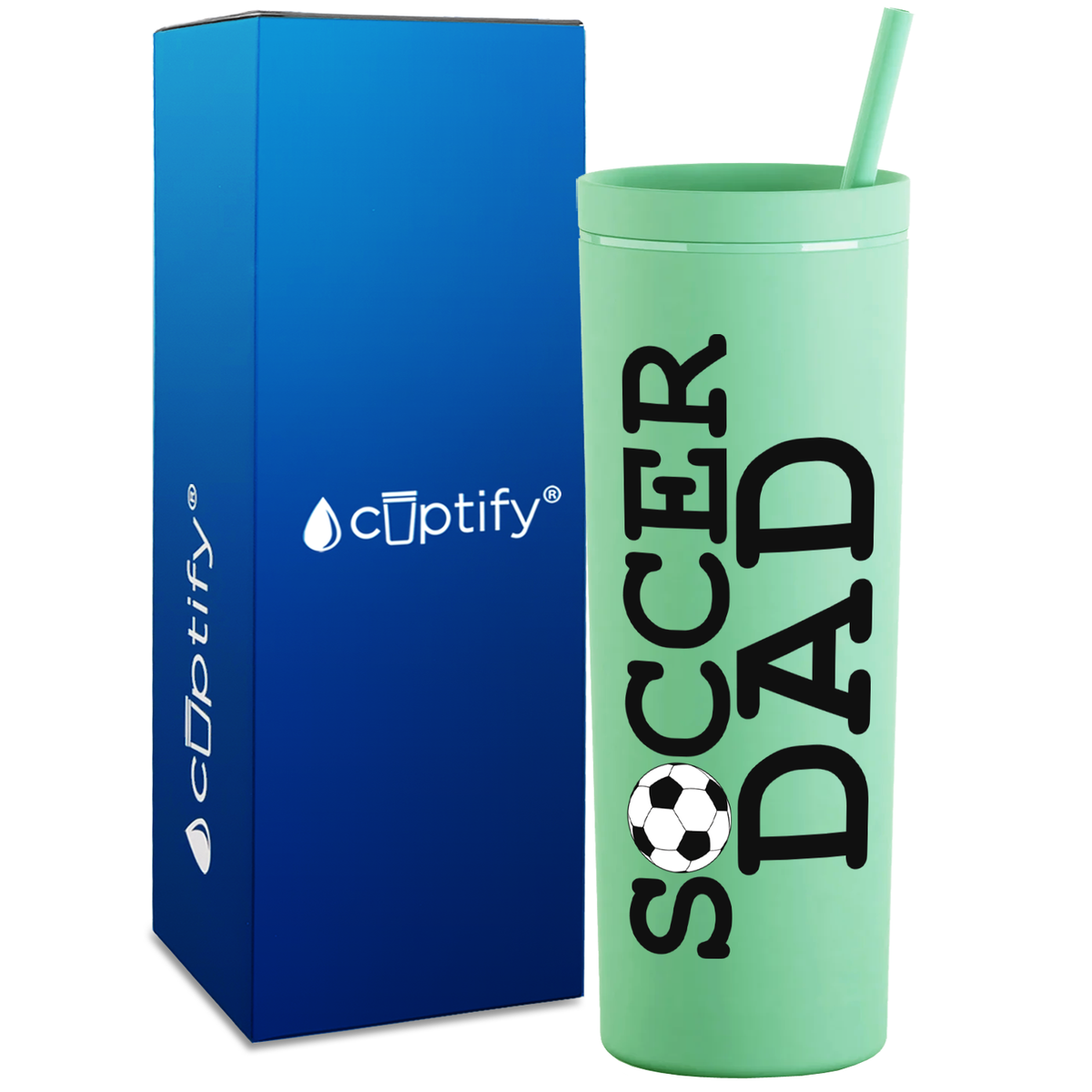 Soccer Ball Dad on 18oz Acrylic Skinny Tumbler