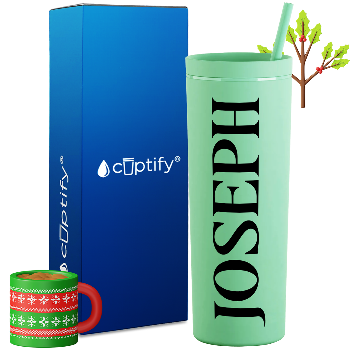 Personalized Merry Style on 18oz Acrylic Christmas Tumbler