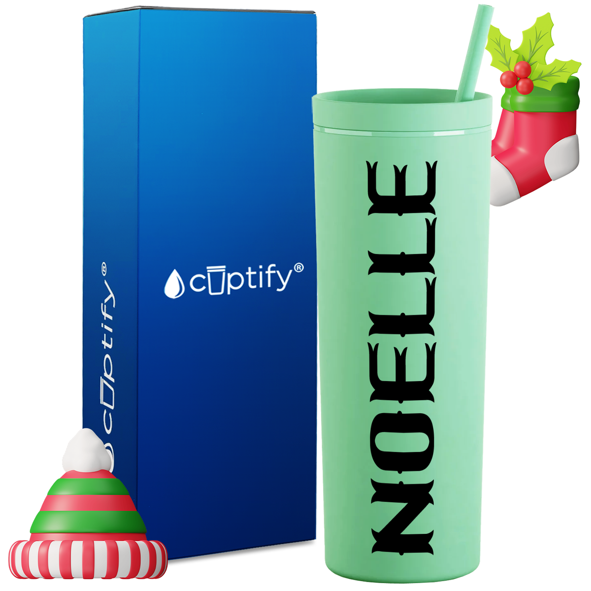 Personalized Claus Style on 18oz Acrylic Christmas Tumbler