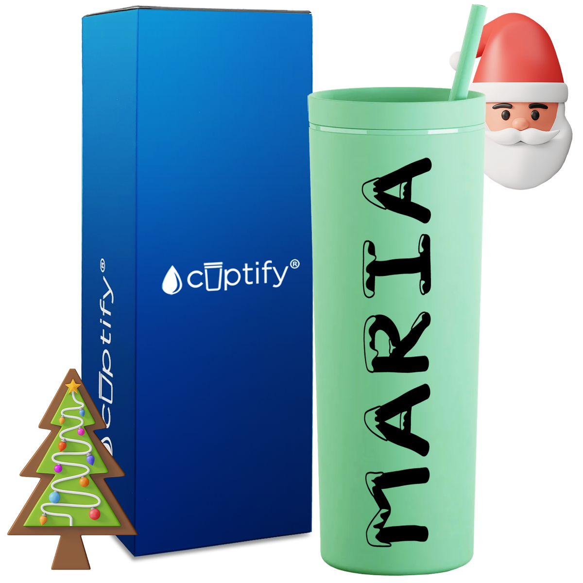 Personalized Snowy Style on 18oz Acrylic Christmas Tumbler