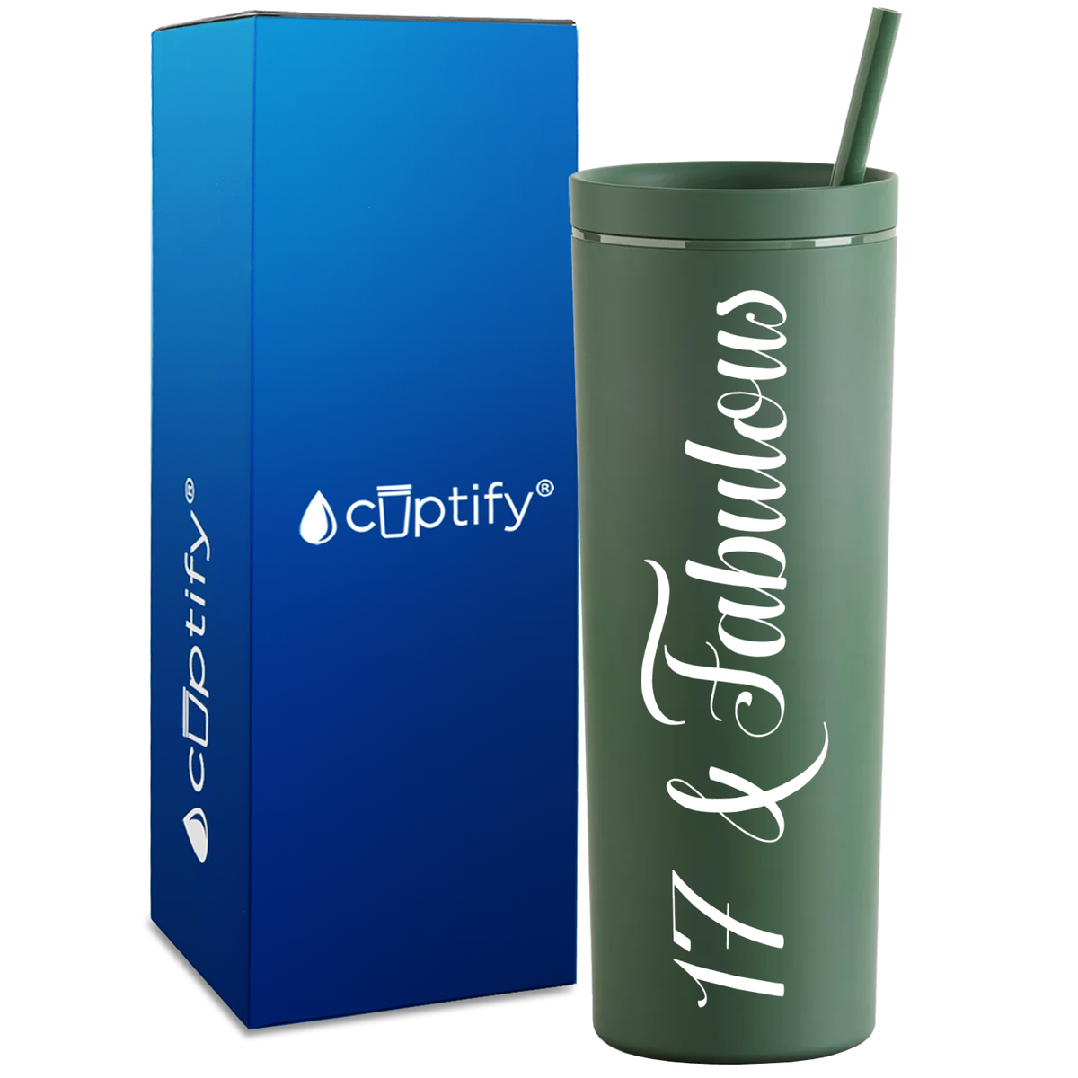 17 and Fabulous on 18oz Acrylic Skinny Tumbler