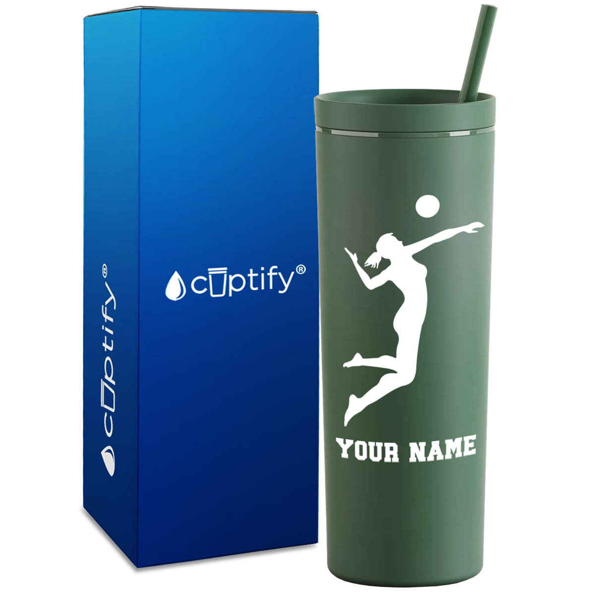Personalized Volleyball Player on 18oz Acrylic Skinny Tumbler