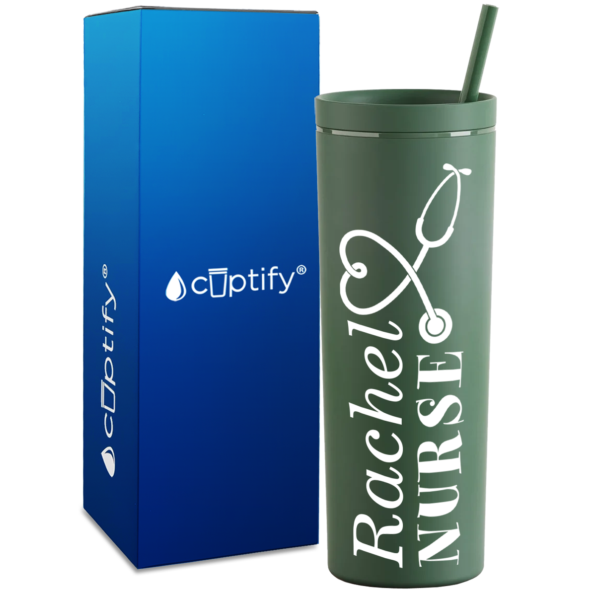 Personalized Nurse on 18oz Acrylic Skinny Tumbler