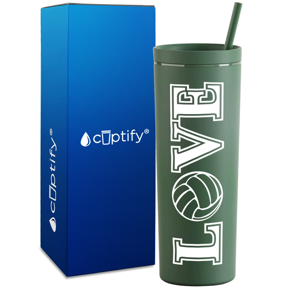 LOVE Volleyball on 18oz Acrylic Skinny Tumbler