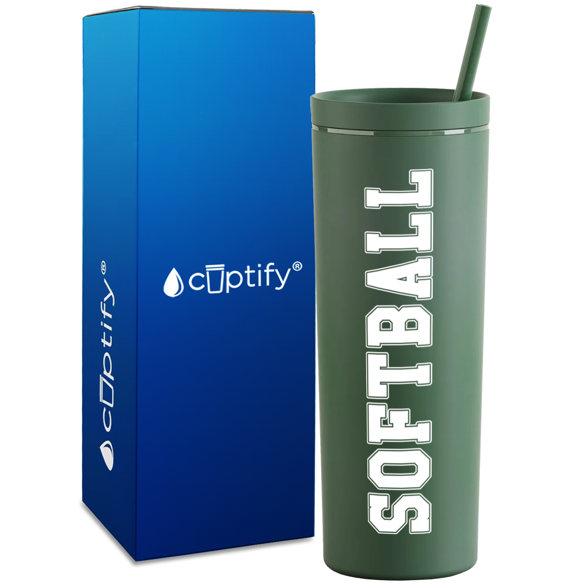 Softball on 18oz Acrylic Skinny Tumbler