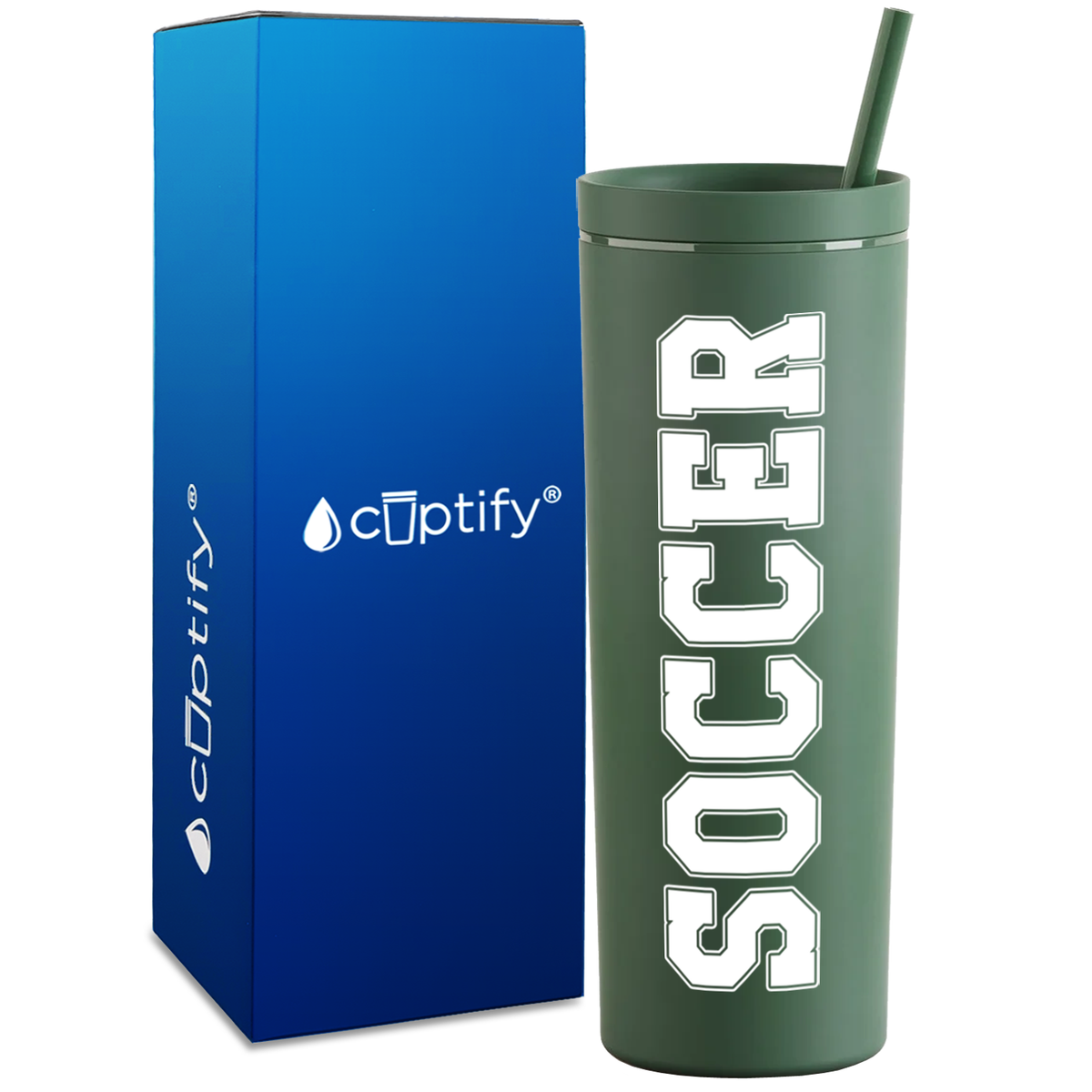 Soccer on 18oz Acrylic Skinny Tumbler