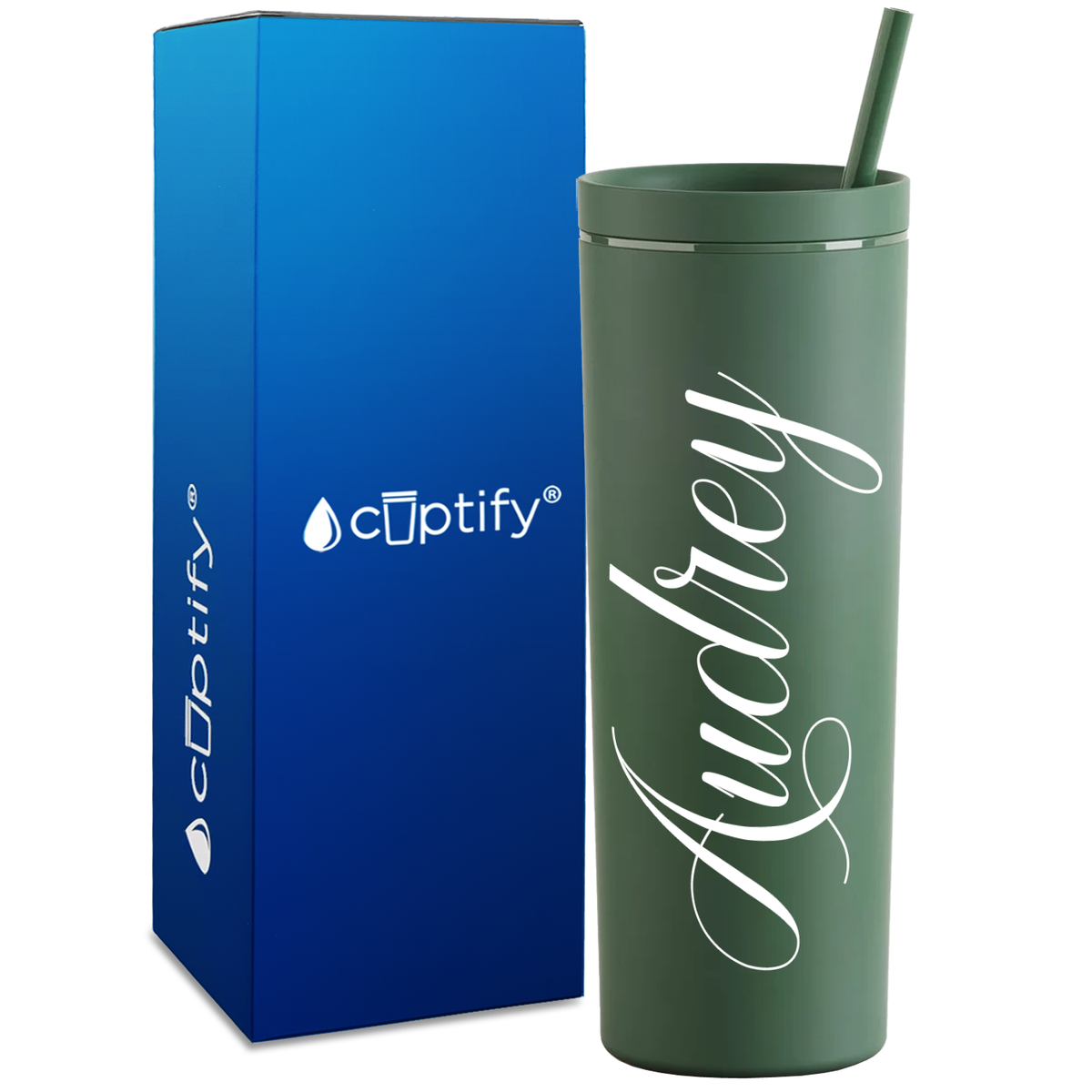 Personalized Audrey Style on 18oz Acrylic Skinny Tumbler