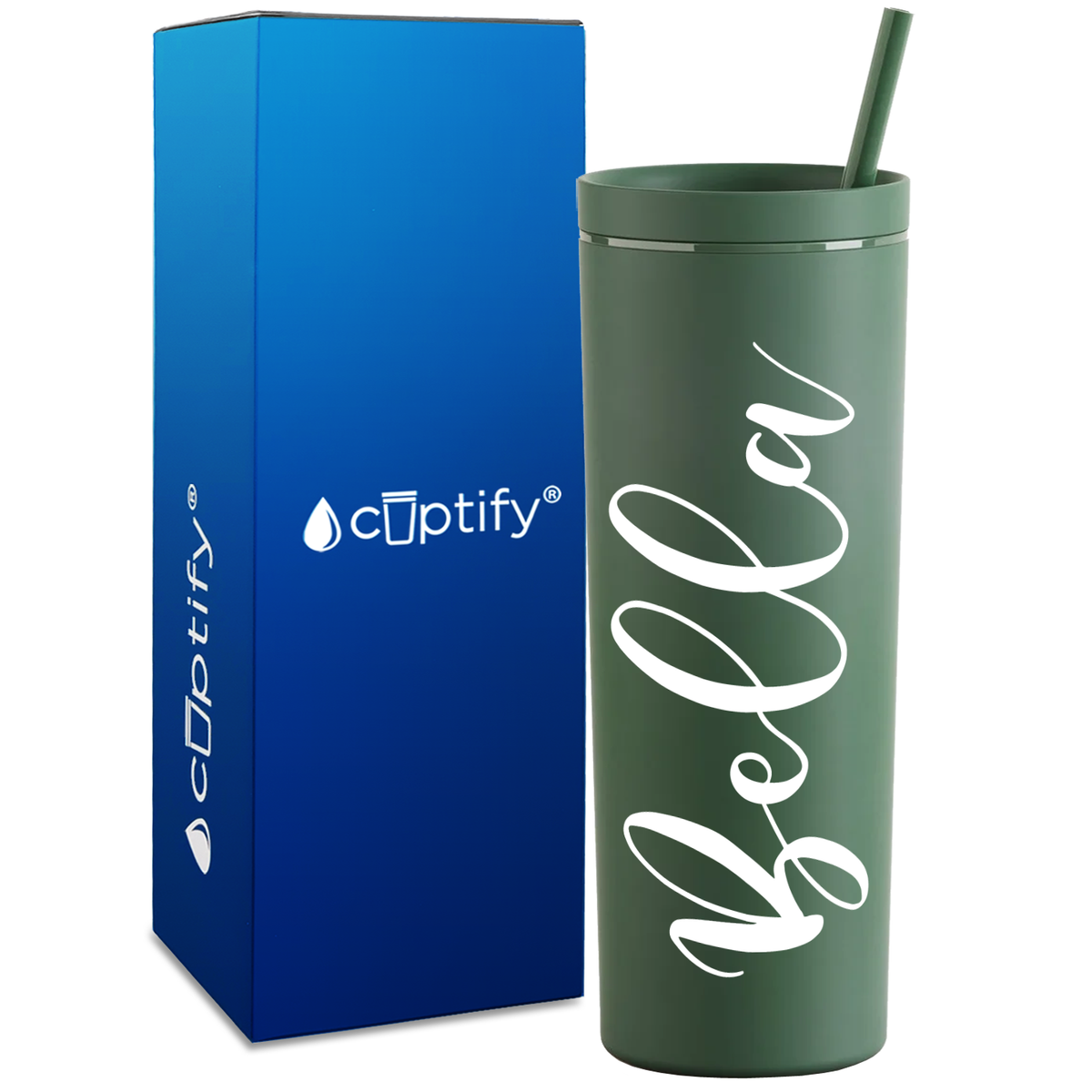 Personalized Bella Style on 18oz Acrylic Skinny Tumbler