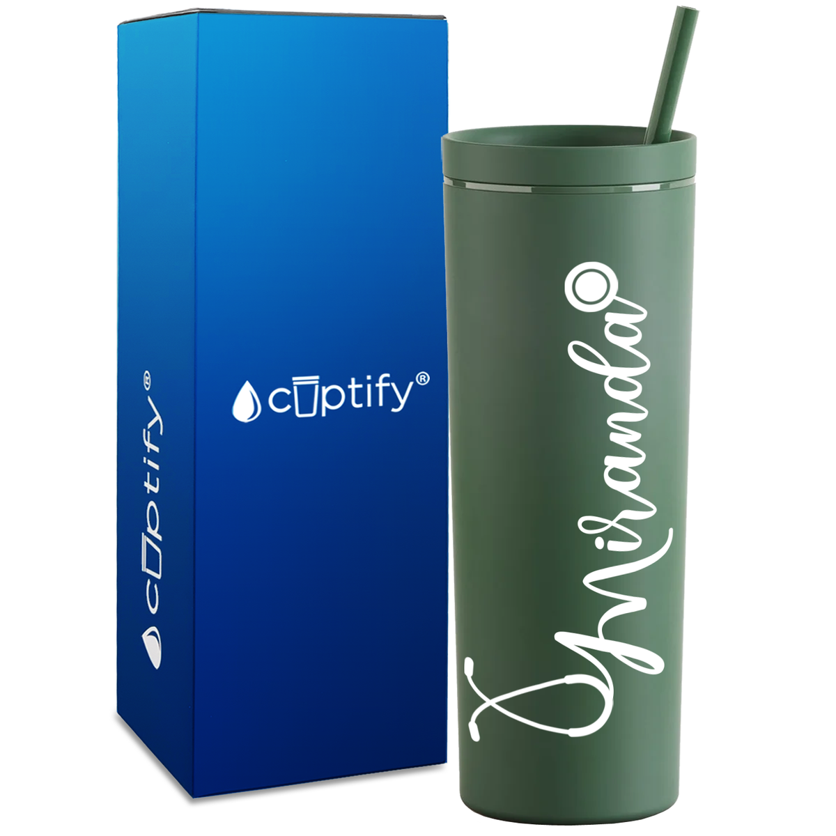 Personalized Nurse Stethoscope Decorative on 18oz Acrylic Skinny Tumbler