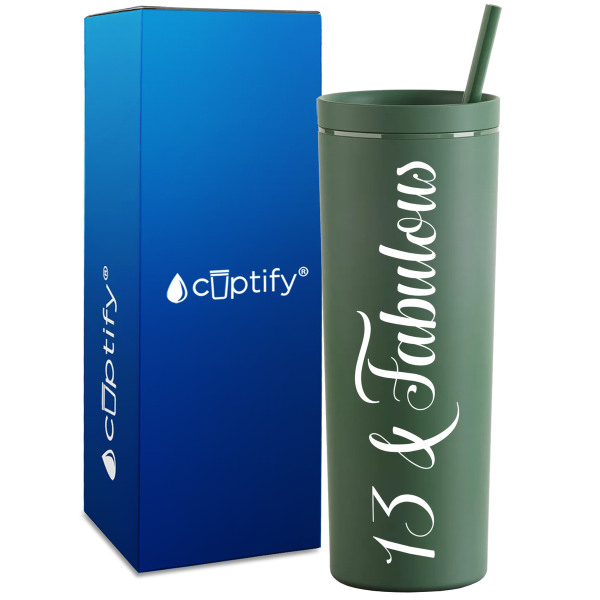 13 and Fabulous on 18oz Acrylic Skinny Tumbler