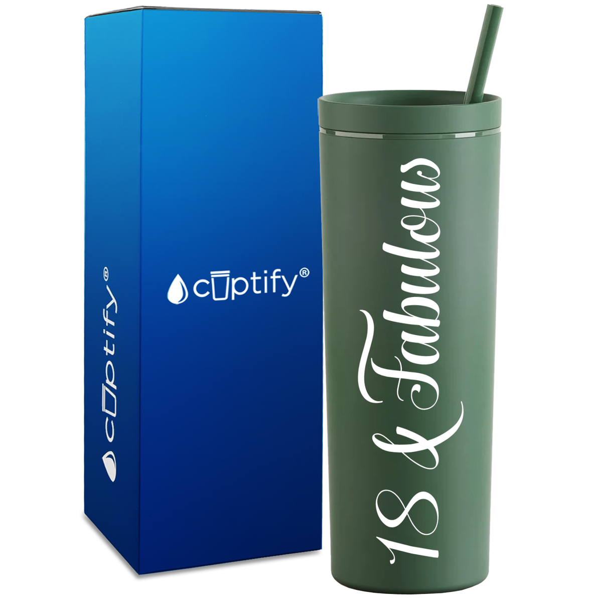 18 and Fabulous on 18oz Acrylic Skinny Tumbler