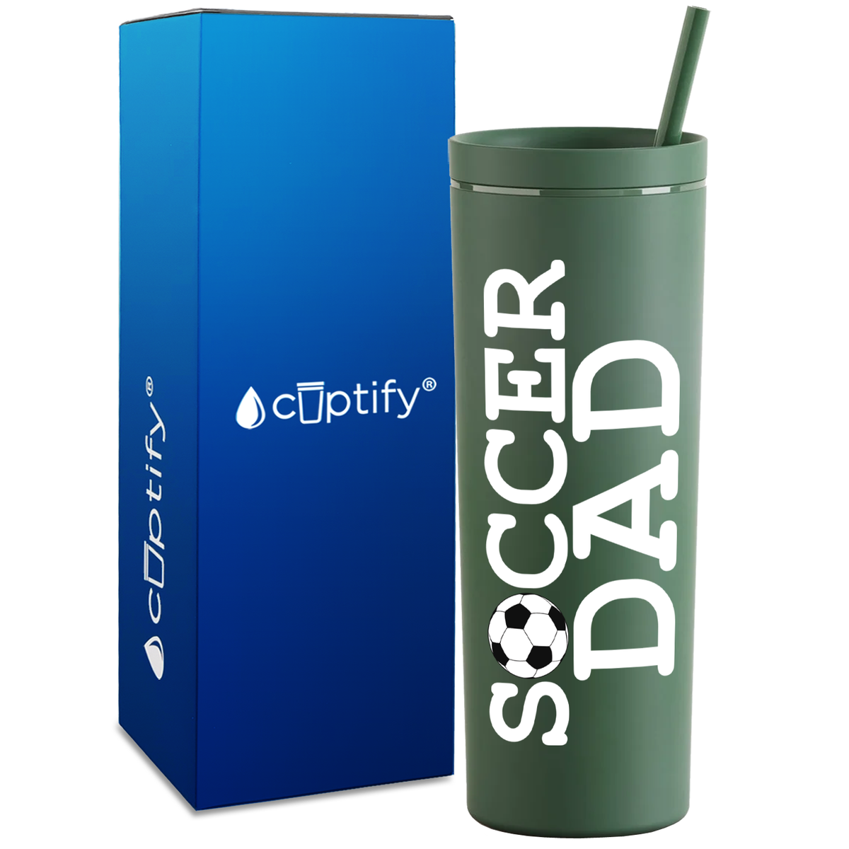 Soccer Ball Dad on 18oz Acrylic Skinny Tumbler