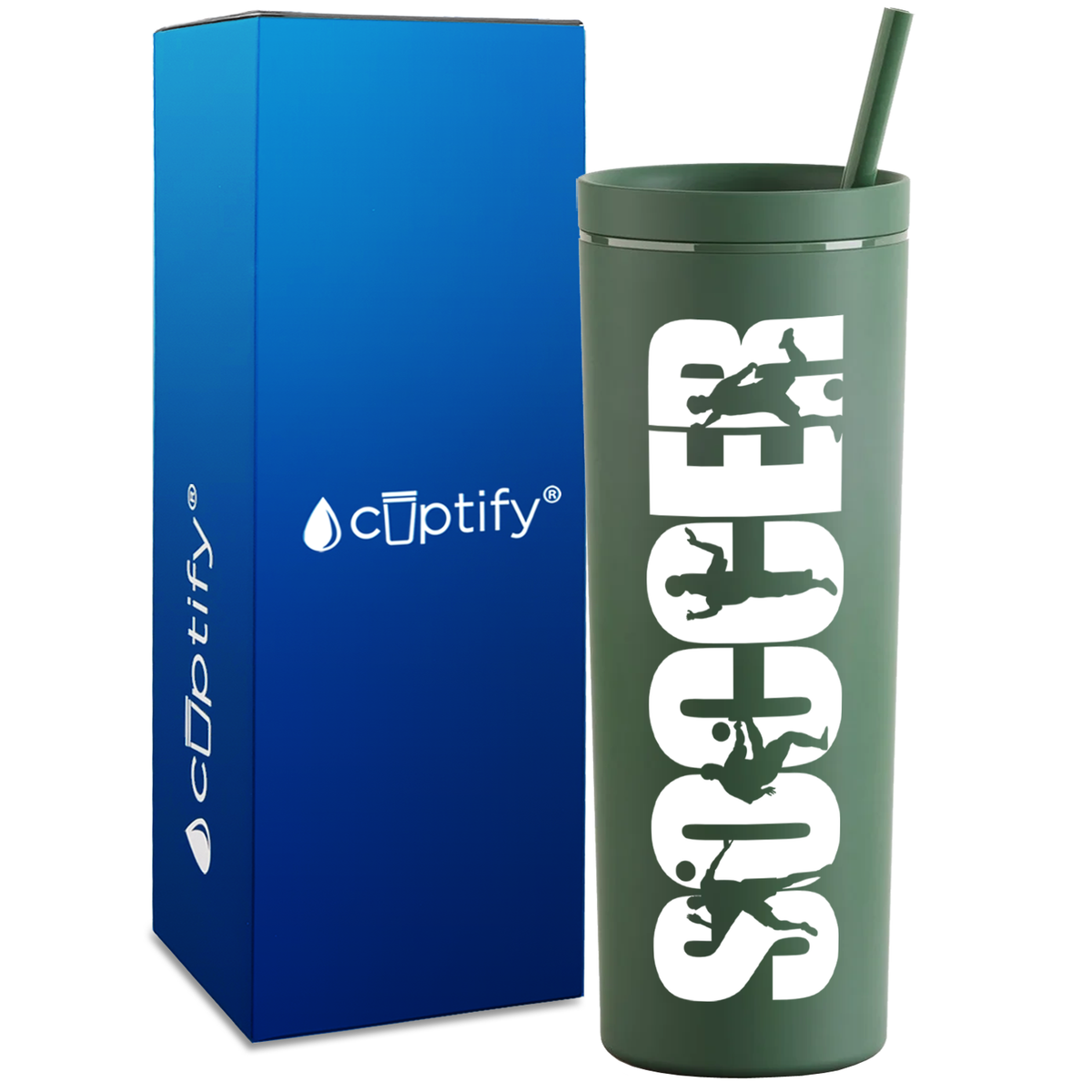 Soccer Players on 18oz Acrylic Skinny Tumbler
