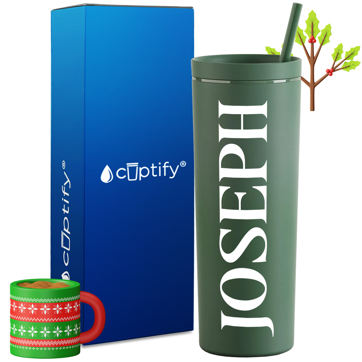 Personalized Merry Style on 18oz Acrylic Christmas Tumbler