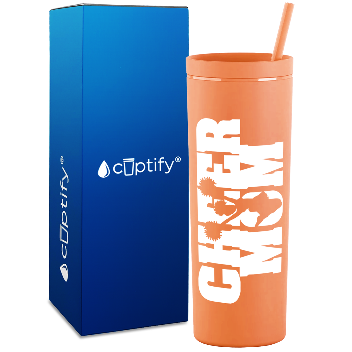 Cheer Mom with Cheerleader on 18oz Acrylic Skinny Tumbler