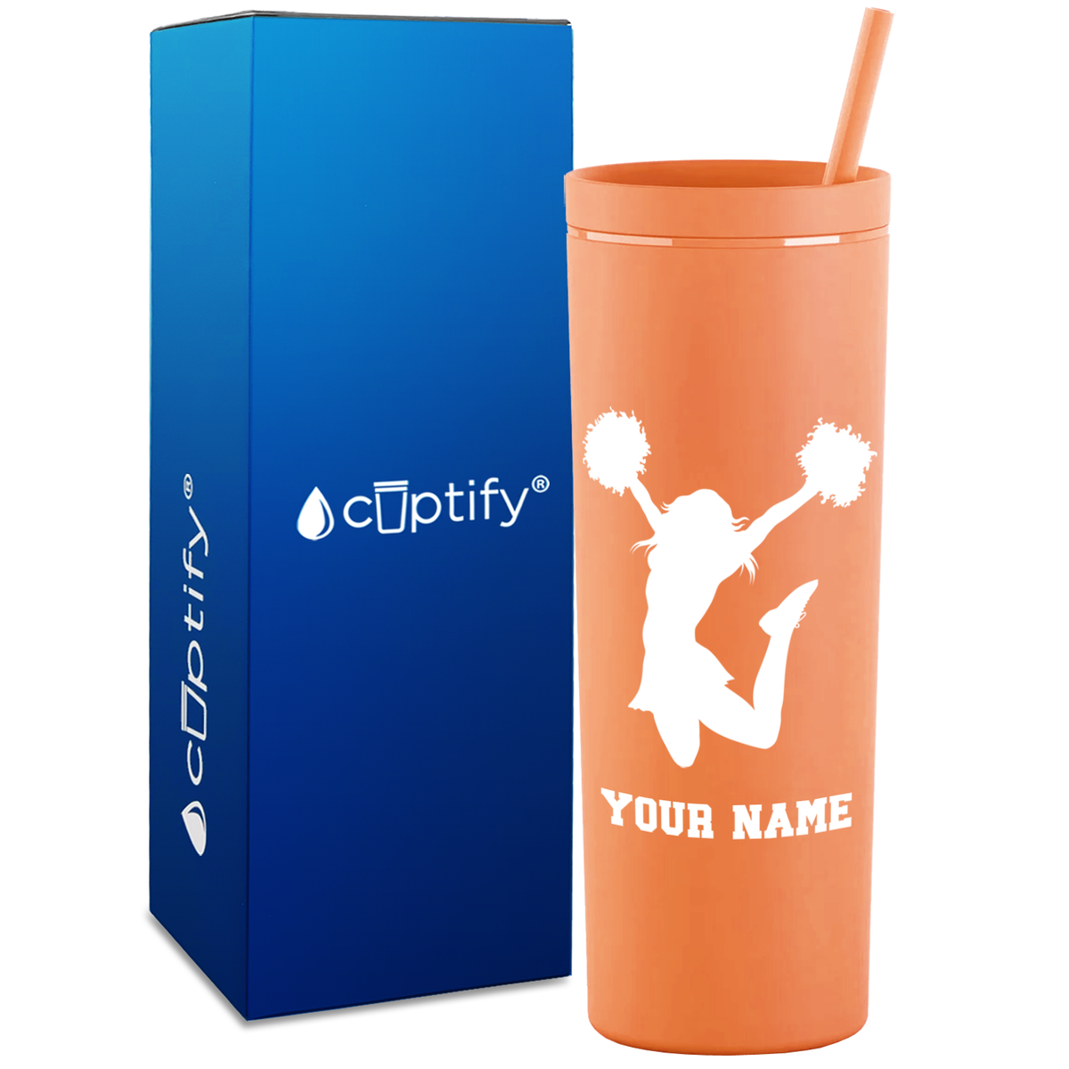 Personalized Cheerleader on 18oz Acrylic Skinny Tumbler