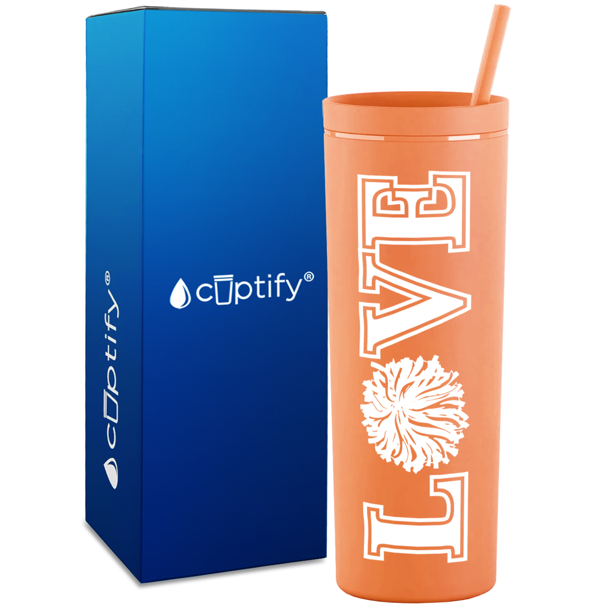 Love Cheer on 18oz Acrylic Skinny Tumbler