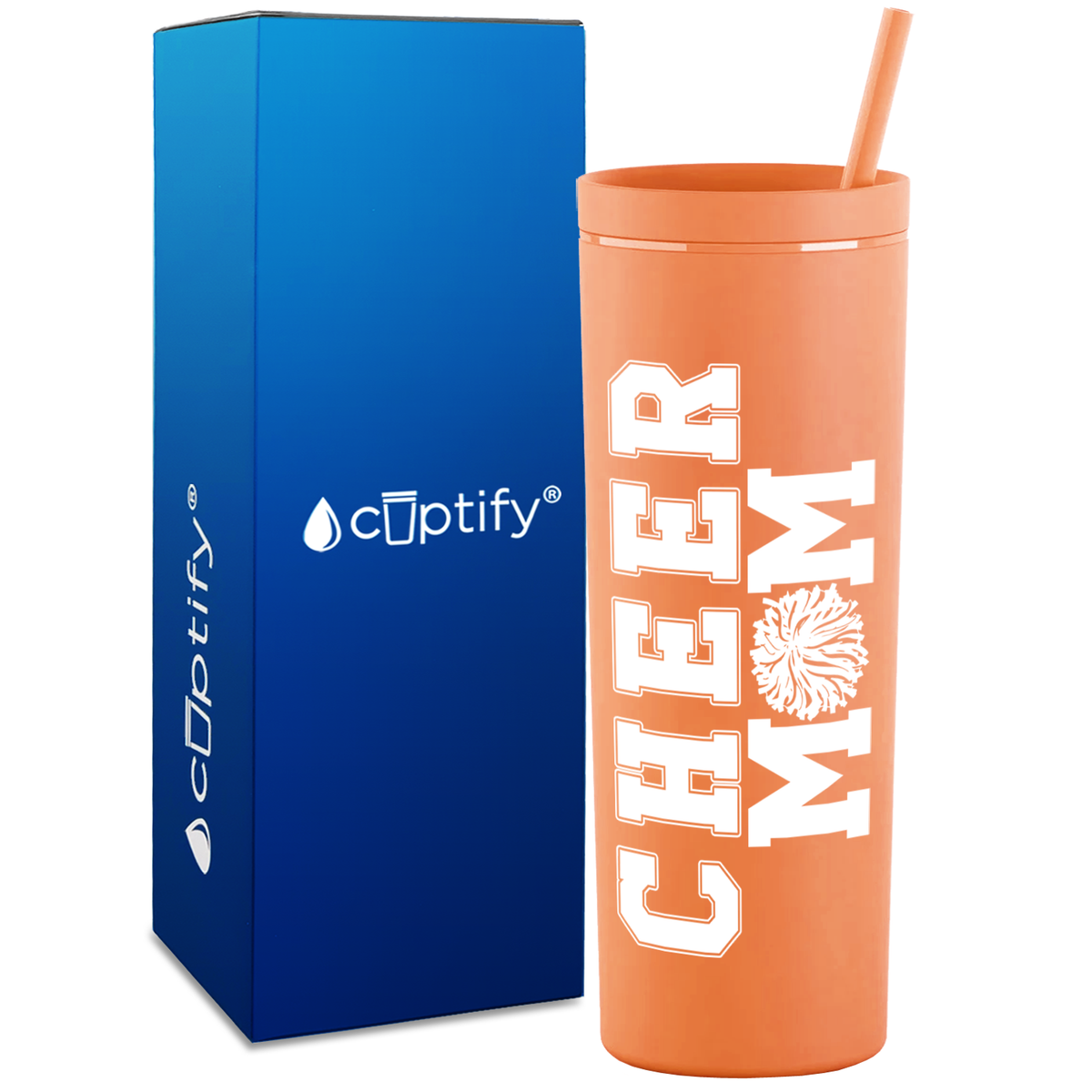 Cheer Mom on 18oz Acrylic Skinny Tumbler