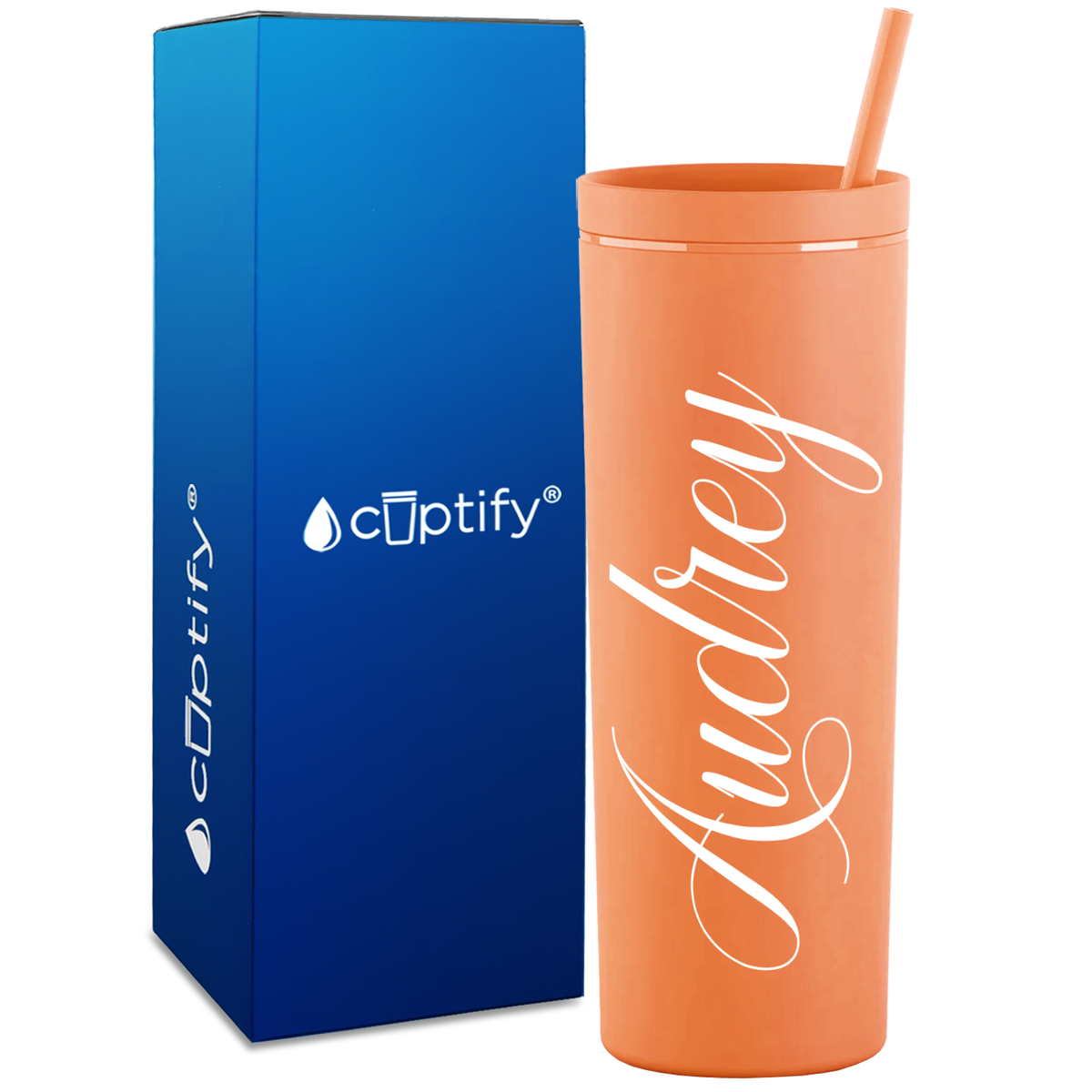 Personalized Audrey Style on 18oz Acrylic Skinny Tumbler