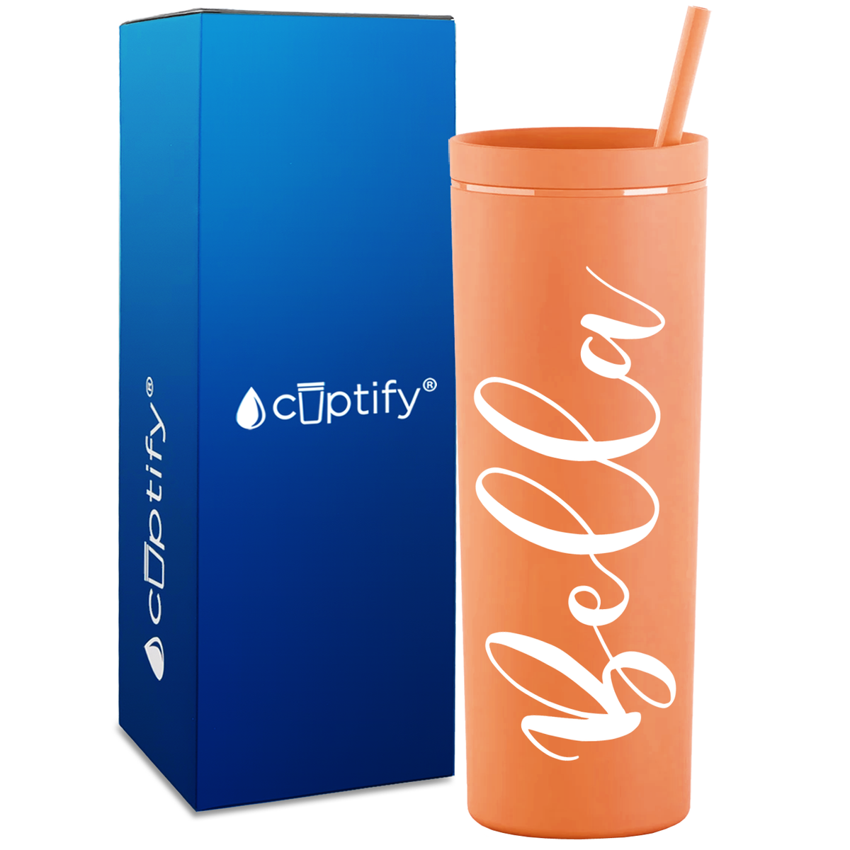 Personalized Bella Style on 18oz Acrylic Skinny Tumbler