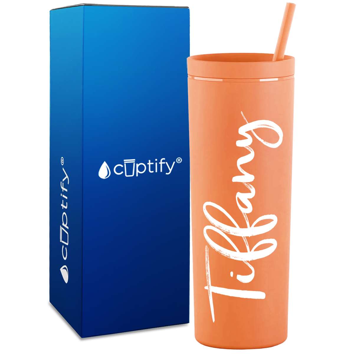 Personalized Tiffany Style on 18oz Acrylic Skinny Tumbler
