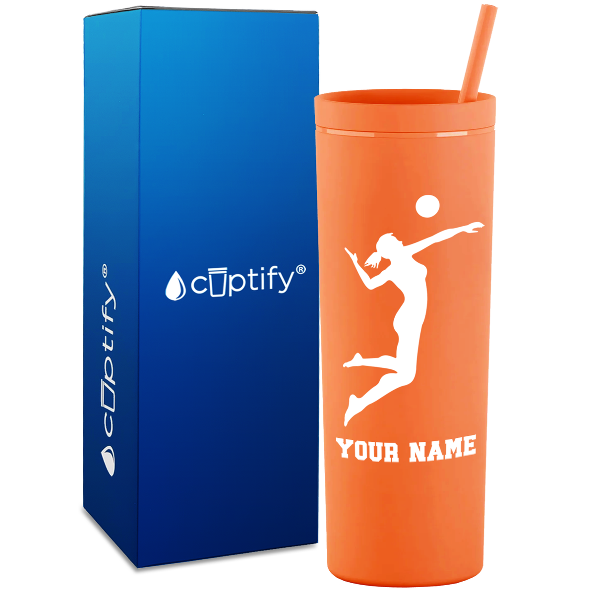 Personalized Volleyball Player on 18oz Acrylic Skinny Tumbler