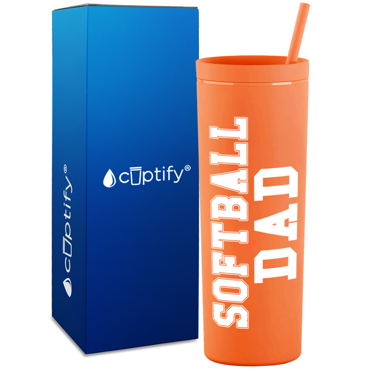 Softball Dad on 18oz Acrylic Skinny Tumbler