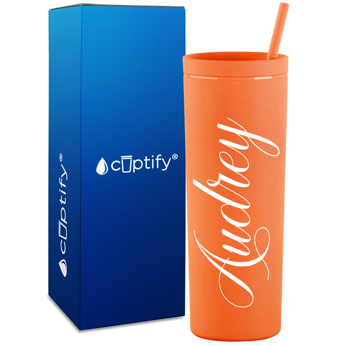 Personalized Audrey Style on 18oz Acrylic Skinny Tumbler