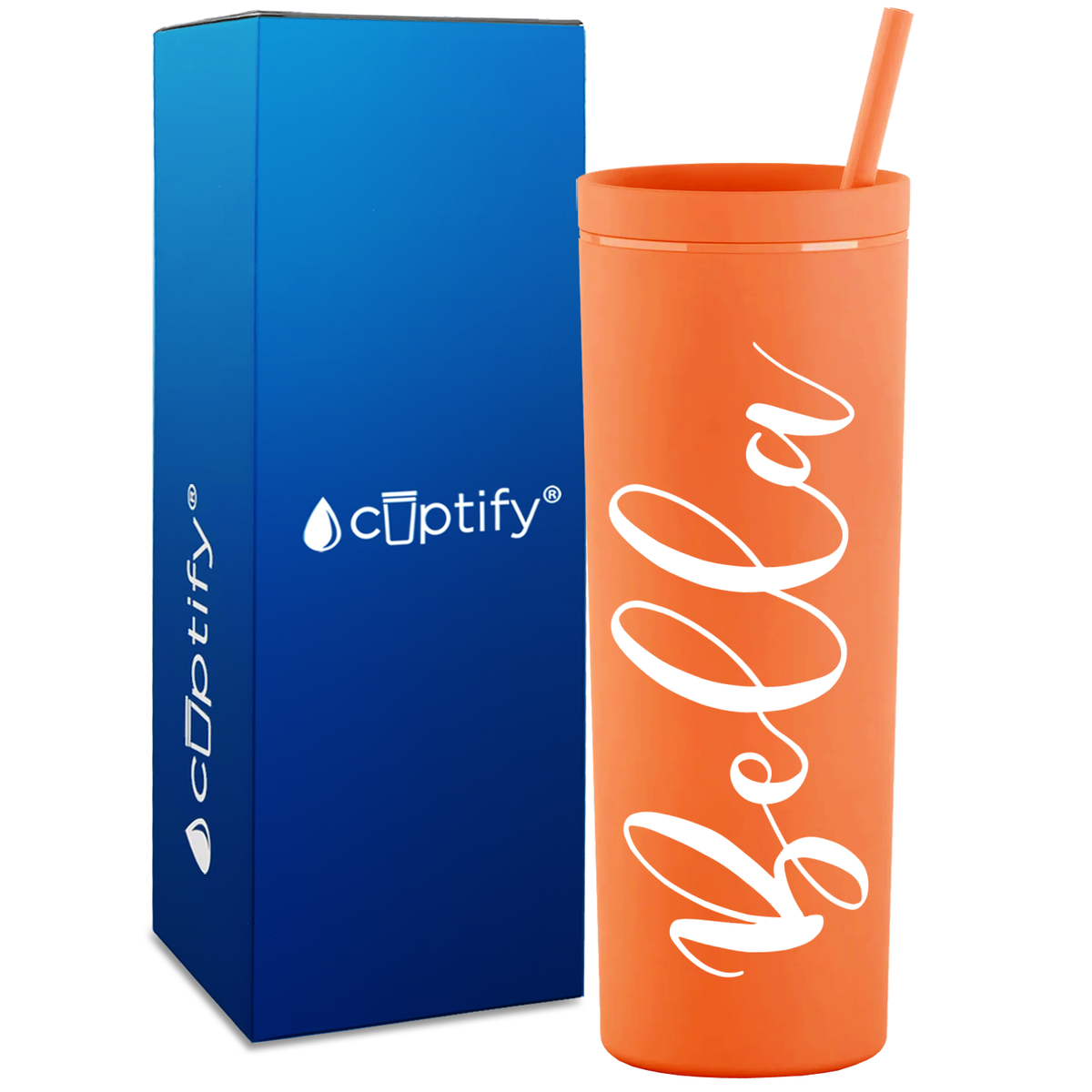 Personalized Bella Style on 18oz Acrylic Skinny Tumbler