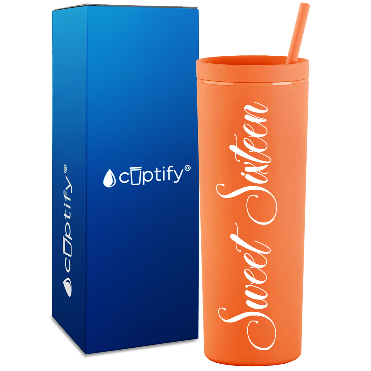 Sweet Sixteen on 18oz Acrylic Skinny Tumbler