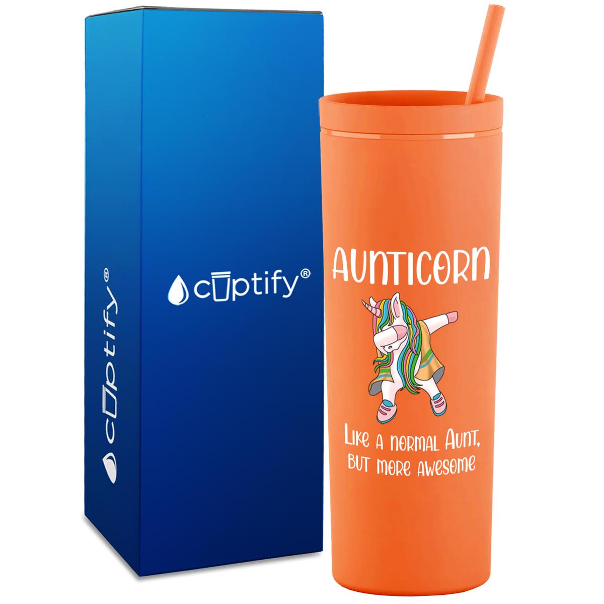 Aunticorn on 18oz Acrylic Skinny Tumbler